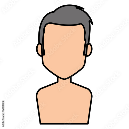 young man shirtless avatar character vector illustration design
