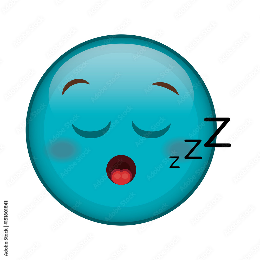 Fototapeta premium asleep face emoticon kawaii character vector illustration design