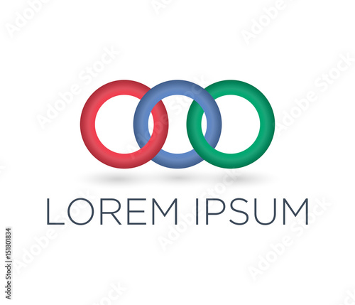 Circle business logo with company name placeholder text. Geometric vector logotype design elements.