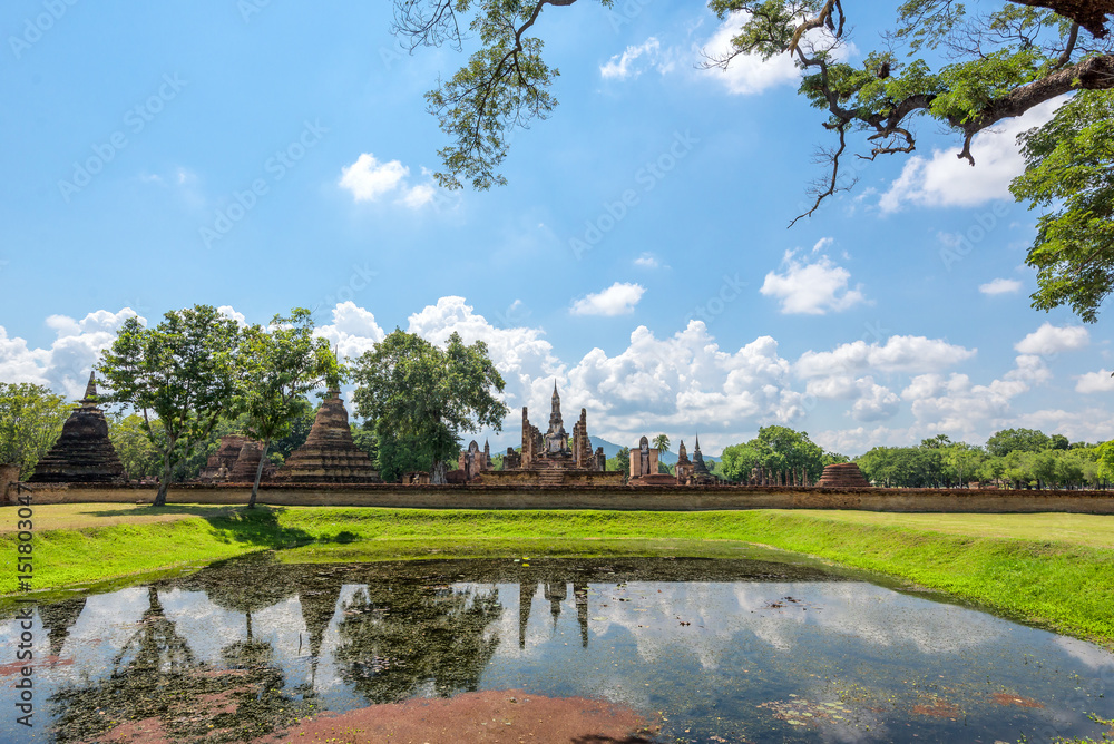 Scene at sukhothai historical park Thailand Ancient kingdom of past of Thailand