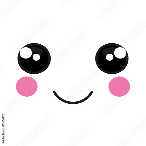 happy face emoticon kawaii style vector illustration design