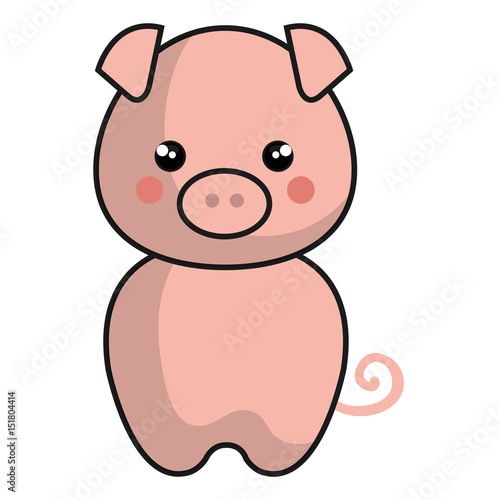 cute and tender piggy kawaii style vector illustration design