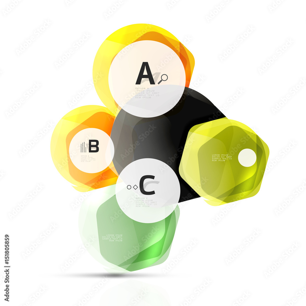 Shiny hexagons with infographics options Shiny hexagons with infographics options