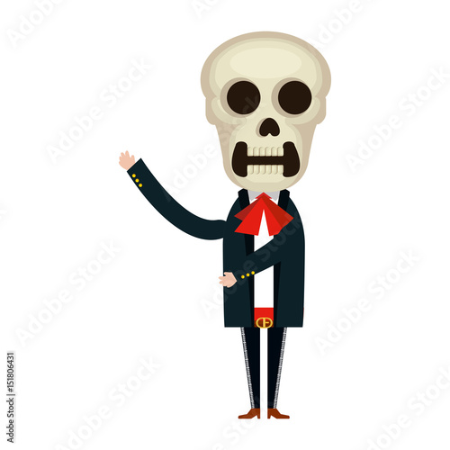 Mexican mariachi skull character vector illustration design
