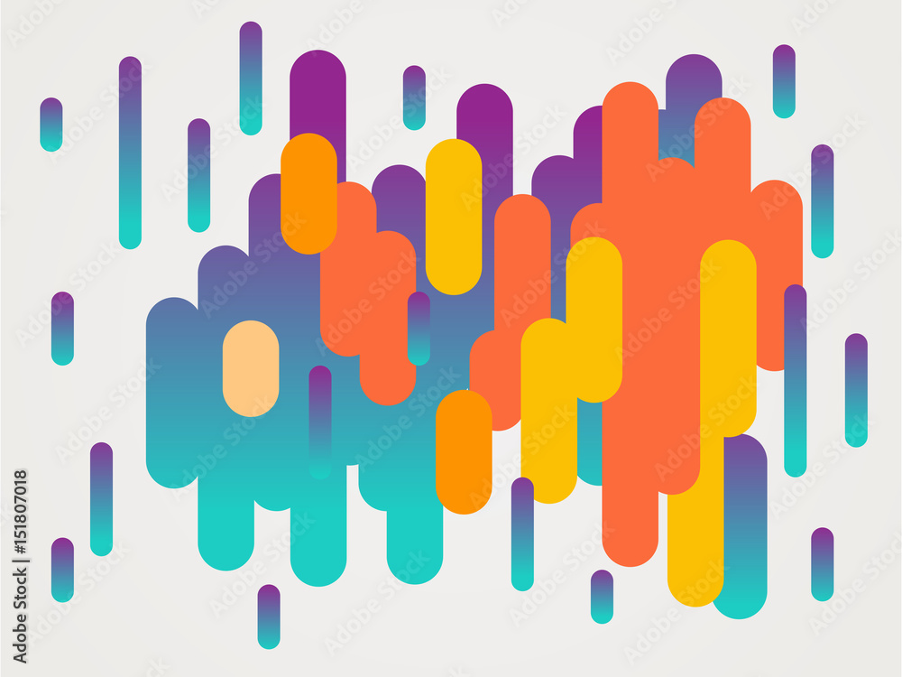 Colorful modern style abstract graphic with composition from various rounded shapes