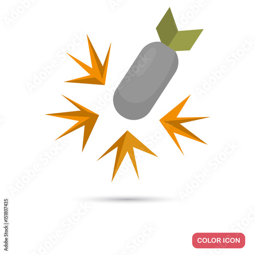 Explosion warhead color flat icon for web and mobile design