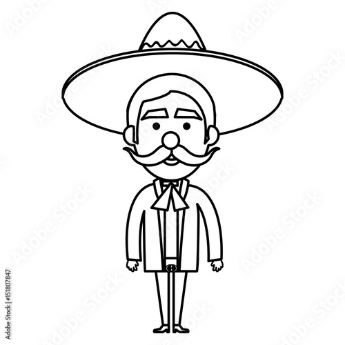 Mexican mariachi avatar character vector illustration design