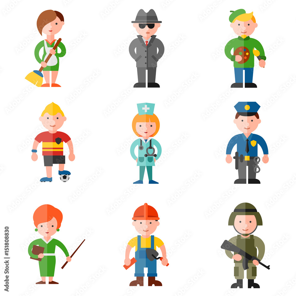 profession flat icon set