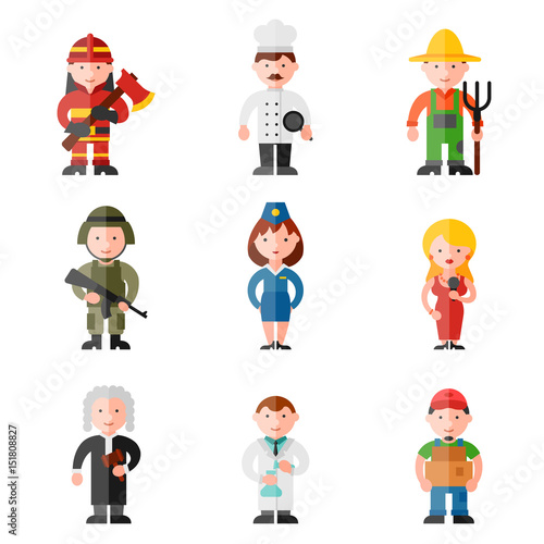 profession flat icon set