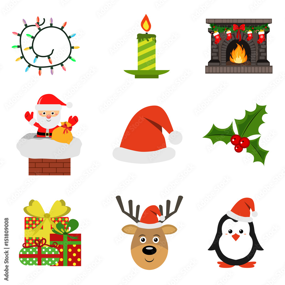 Christmas flar icon set