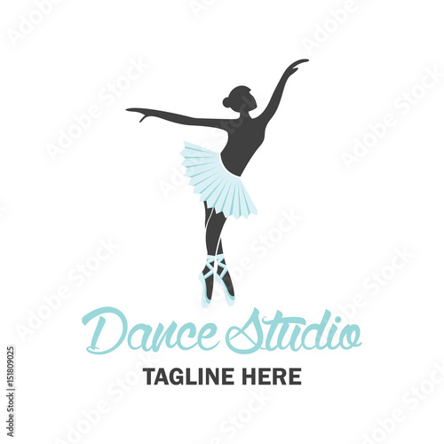 ballet logo for ballet school, dance studio. vector illustration
