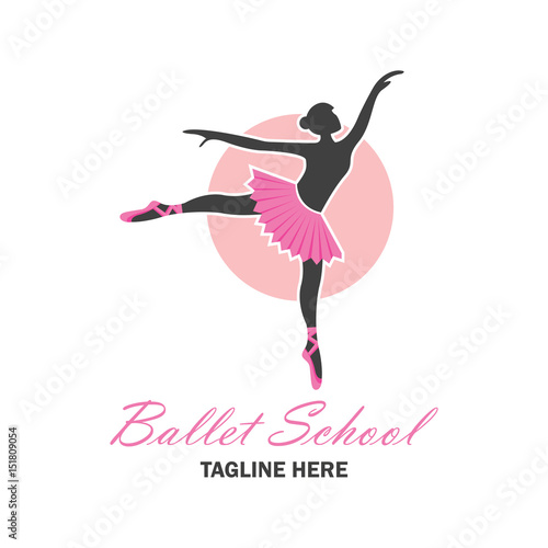 ballet logo for ballet school, dance studio. vector illustration
