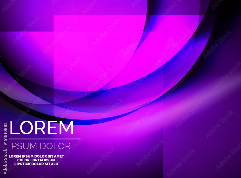 Fototapeta premium Shiny silk wave template, color satin with effects, vector abstract background