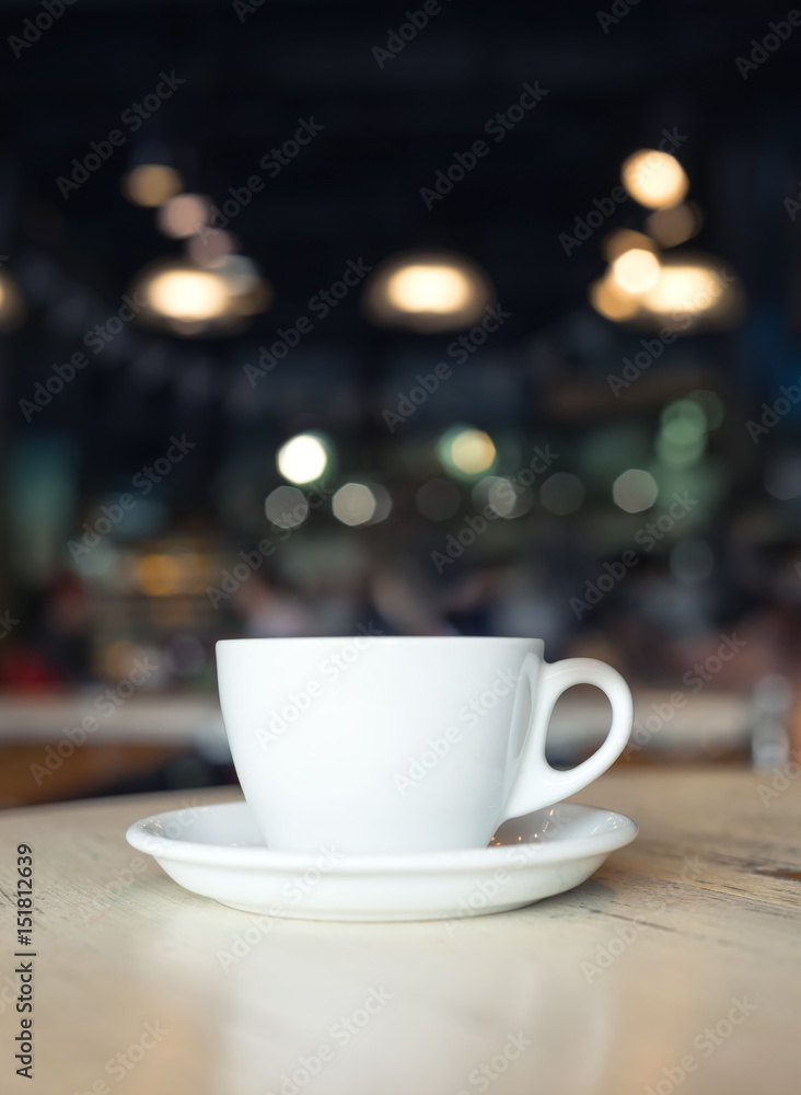 Cup with coffee on the table. Concept and idea for resting time