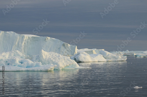 Glaciers at a midnight sun boat tour in Ilulissat  Greenland 