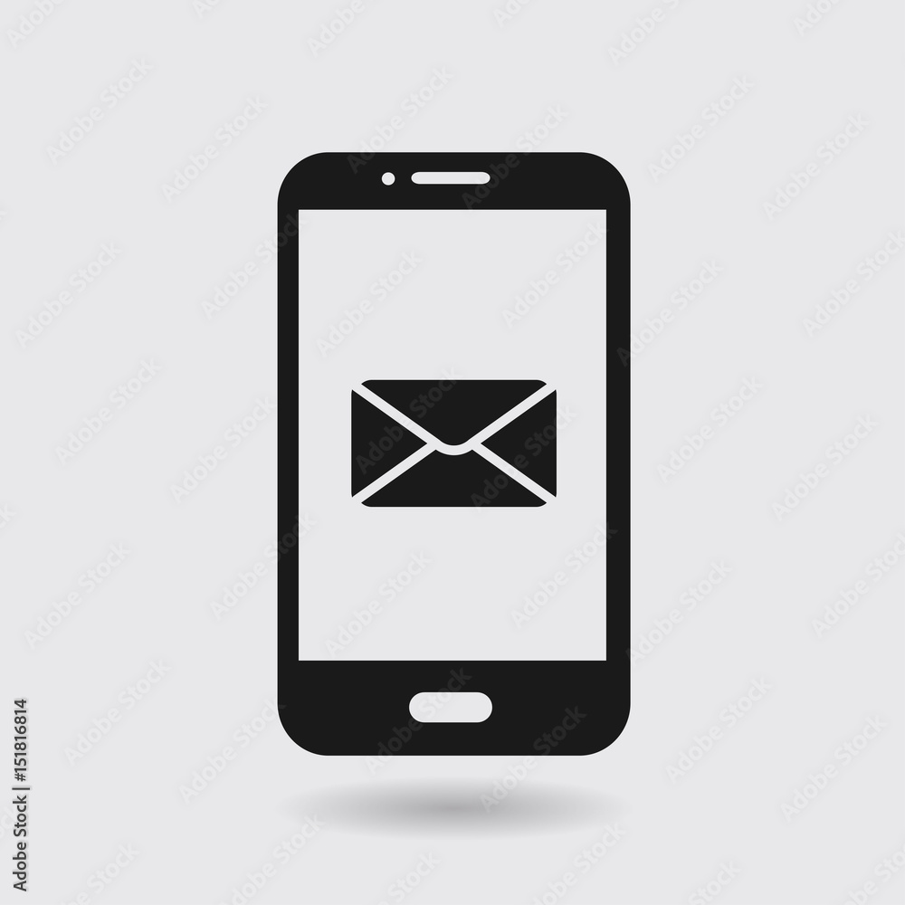 Smartphone email or sms icon. Mobile mail sign symbol. Smartphone email or sms icon. Mobile mail sign symbol.