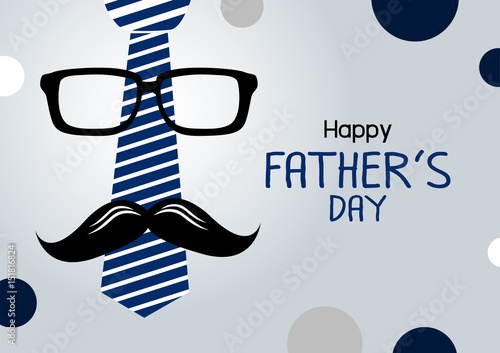 Vector happy fathers day concept design of necktie and glasses with mustache