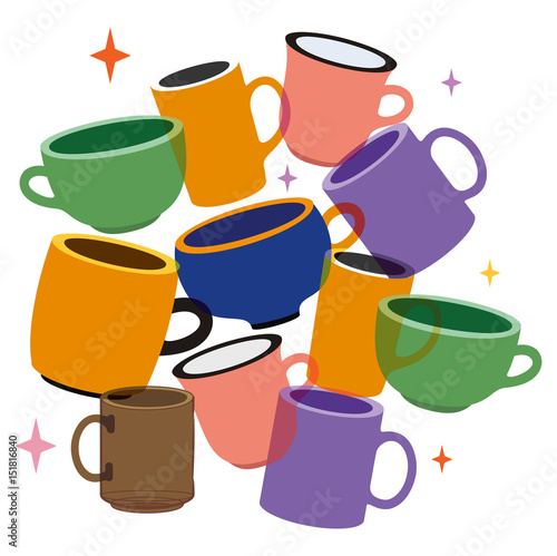 Seamless pattern with dishes vector illustration