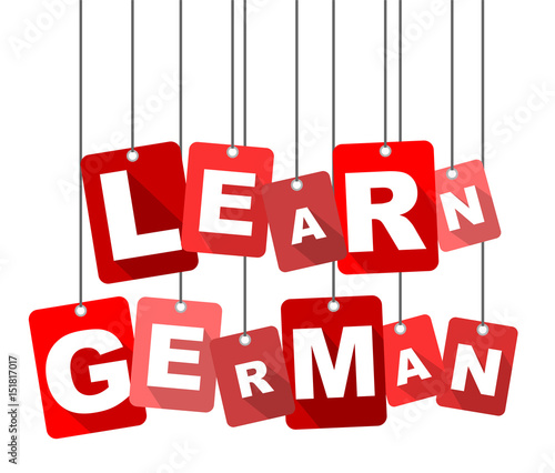 Red vector flat design background learn german. It is well adapted for web design.