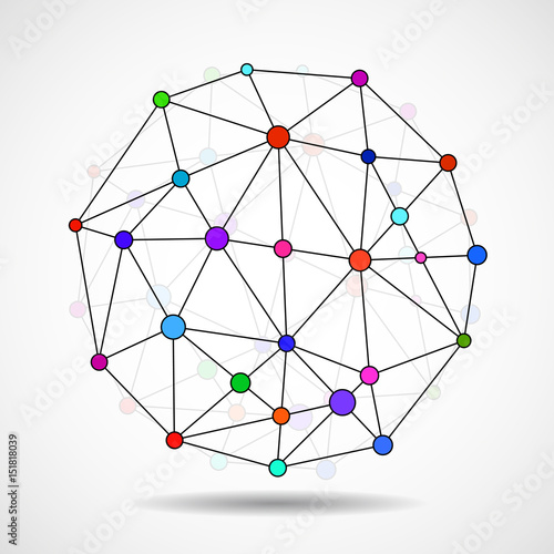 Abstract wireframe globe sphere, network connections. Vector