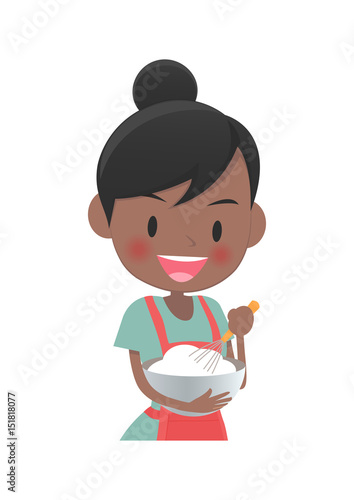 主婦　ボールで生クリームを泡立てる