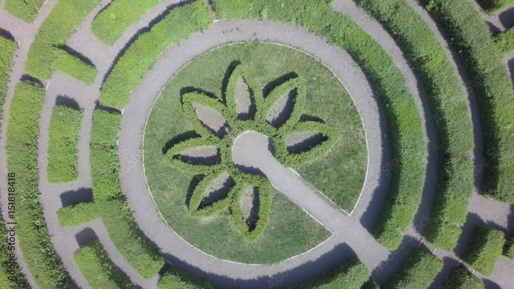 Green maze in Kiev Botanic garden, Ukraine. Aerial view raw, 4K Green maze in Kiev Botanic garden, Ukraine. Aerial view raw, 4K