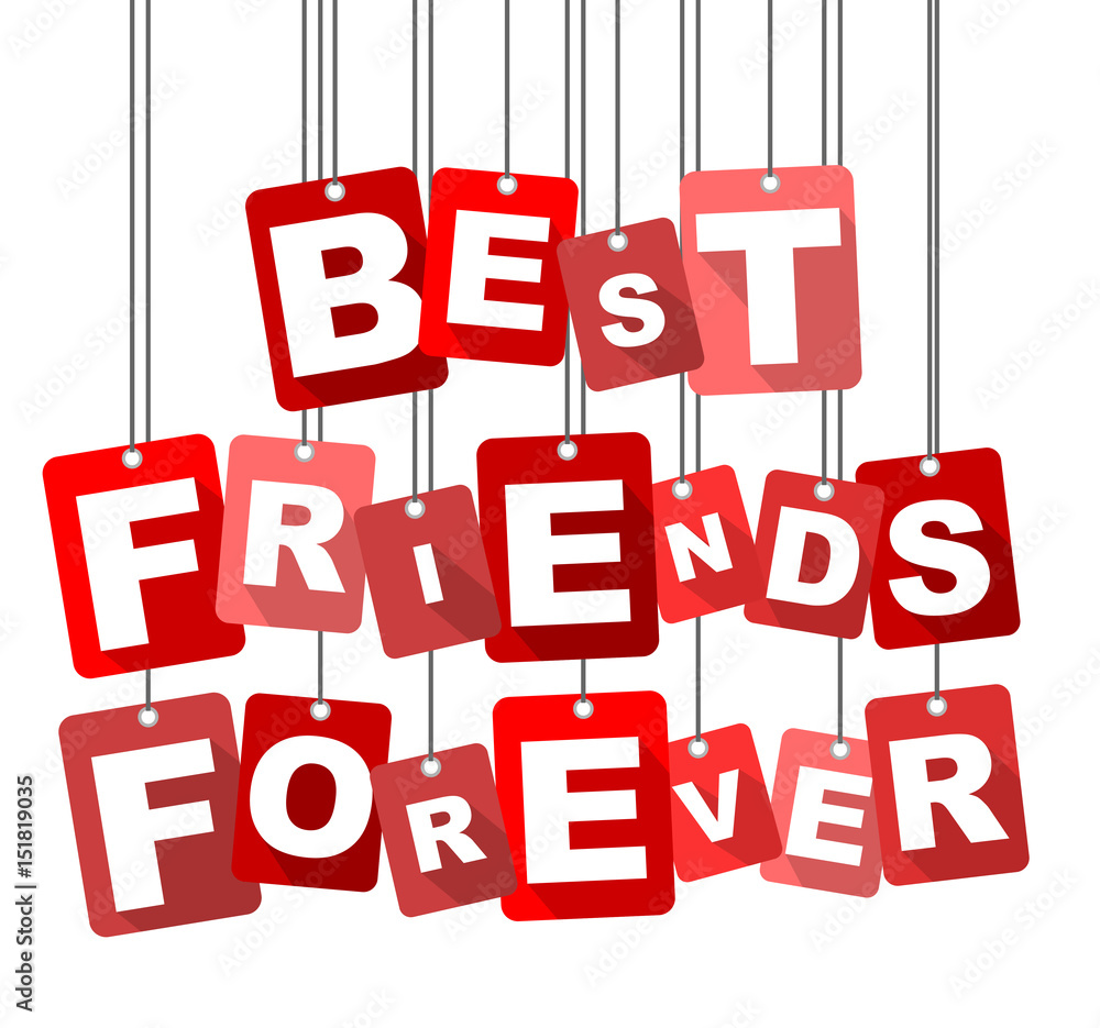 Red vector flat design background best friends forever. It is well adapted  for web design. Stock Vector | Adobe Stock