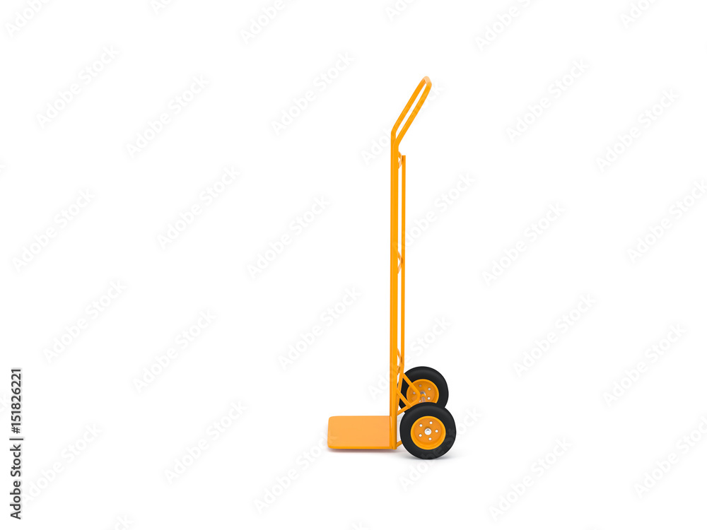 Yellow Empty Hand Truck on white background, 3d rendering Yellow Empty Hand Truck on white background, 3d rendering