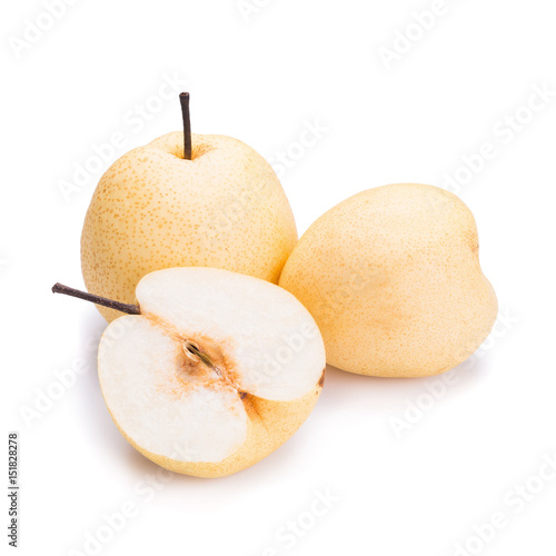 Chinese pear fruits on white background