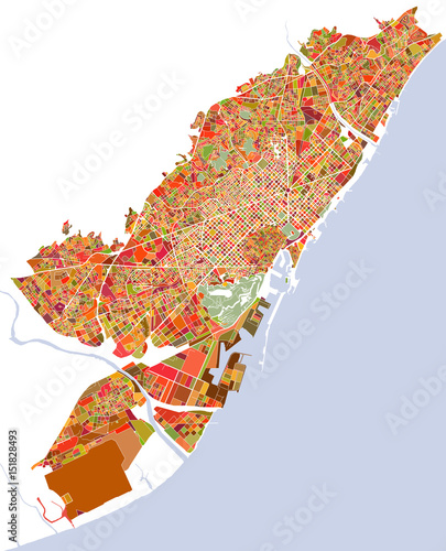 vector map of the city of Barcelona, Spain