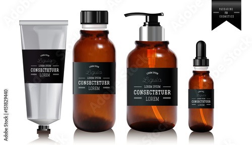Realistic essential oil bottle and tube for cream