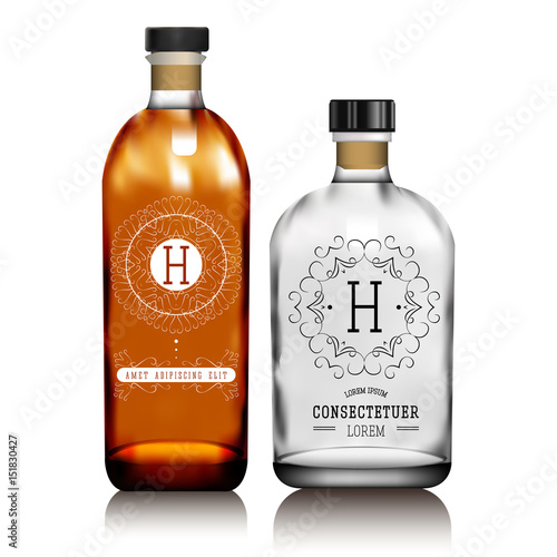 Realistic vector glass bottles