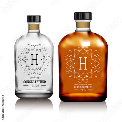 Realistic vector glass bottles
