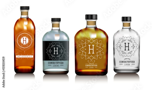 Realistic vector glass bottles