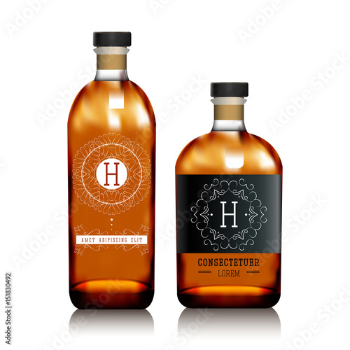 Realistic vector glass bottles