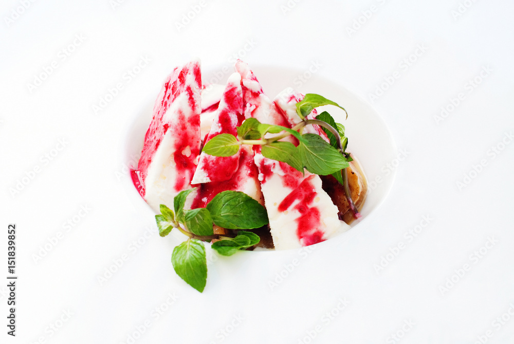 Ice Cream - Strawberry Icecream with Mint - Fruit Homemade Ice Cream - Food Photography