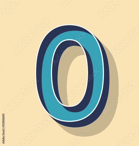 Letter 0 Retro Vector Text Style, Fonts Concept