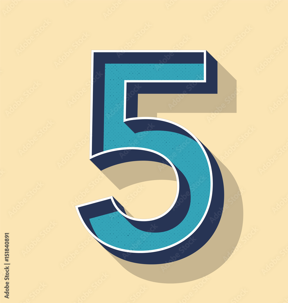 © aomvector - Letter 5 Retro Vector Text Style, Fonts Concept