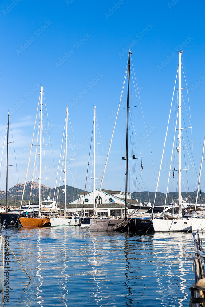 The island of Sardinia, Italy. Yachts in the port of Porto Rotondo