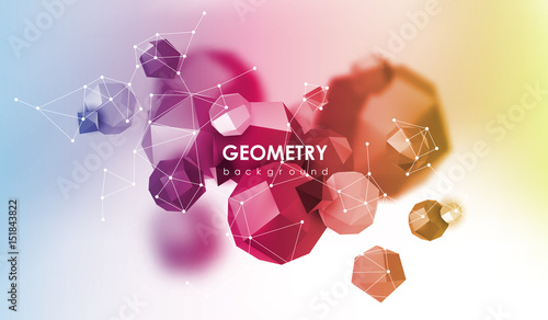 Abstract poligonal background. 3d render illustration. Geometric background with low-poly elements.