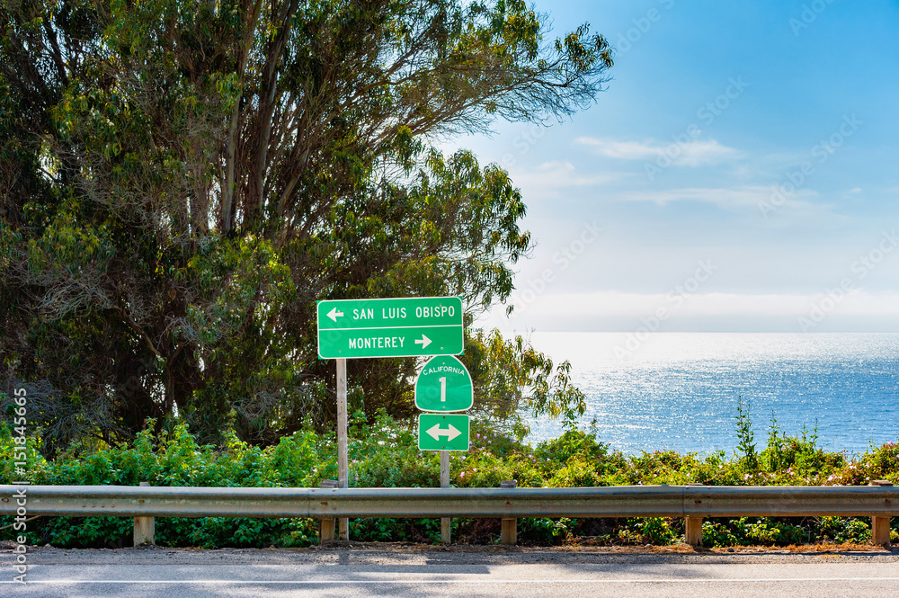 Fototapeta premium Directional Signs along Highway 1 in Big Sur California
