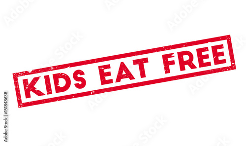 Kids Eat Free rubber stamp. Grunge design with dust scratches. Effects can be easily removed for a clean, crisp look. Color is easily changed.