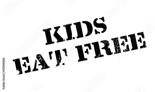Kids Eat Free rubber stamp. Grunge design with dust scratches. Effects can be easily removed for a clean, crisp look. Color is easily changed.