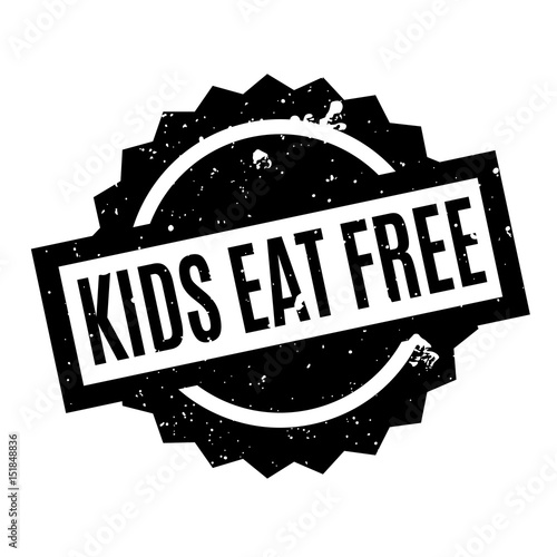 Kids Eat Free rubber stamp. Grunge design with dust scratches. Effects can be easily removed for a clean, crisp look. Color is easily changed.