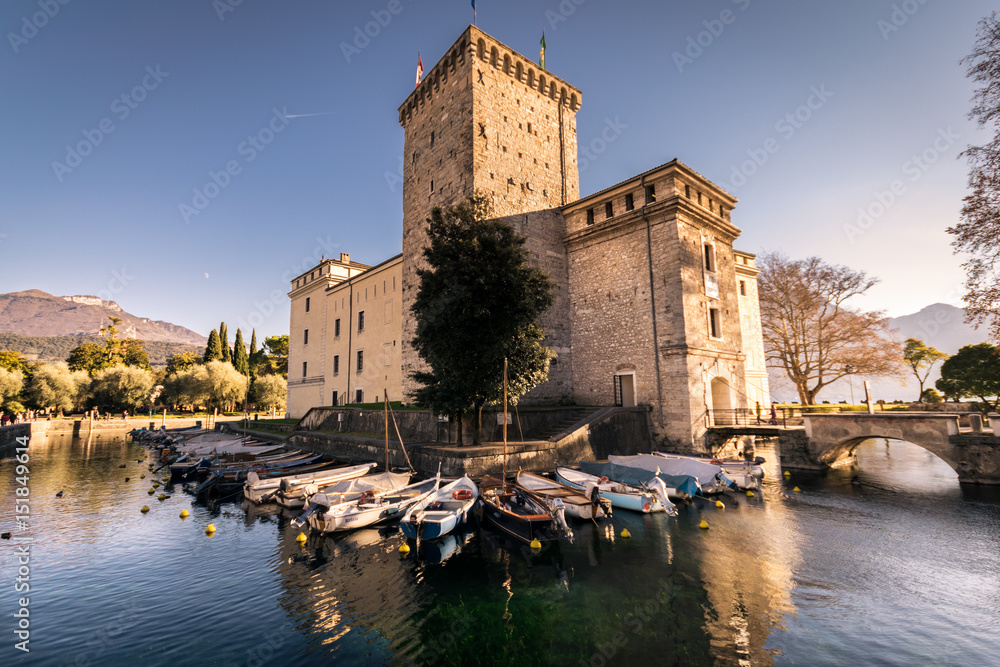 Castle of Scaligero, famous landmark of the Lake Garda, Italy.