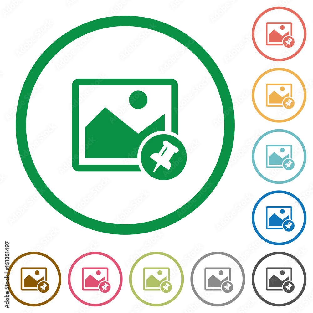 Pin image flat icons with outlines Pin image flat icons with outlines