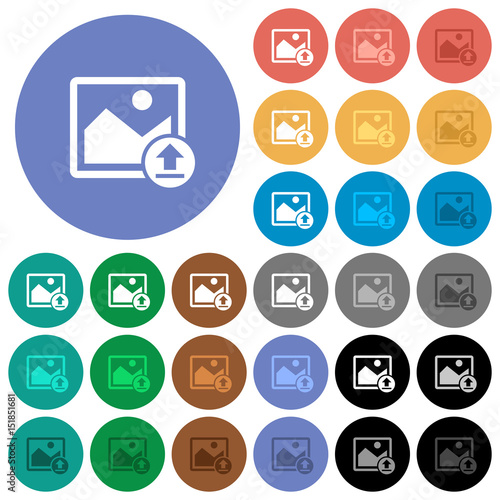 Upload image round flat multi colored icons