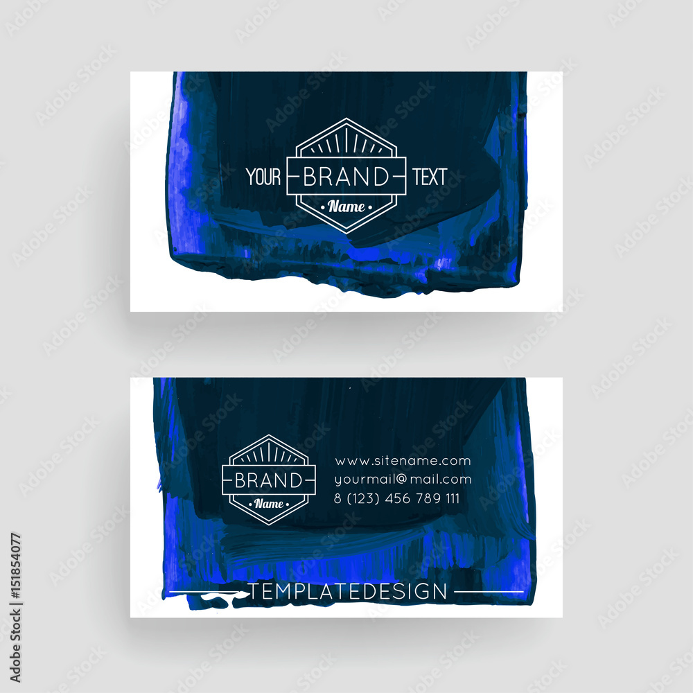 Obraz Set of vector business card templates with brush stroke background.