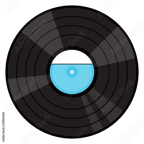 Vinyl gramophone record. Flat vector cartoon illustration. Objects isolated on a white background.