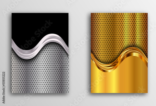 Placards, posters, flyers and banner designs. Luxury vector metal background